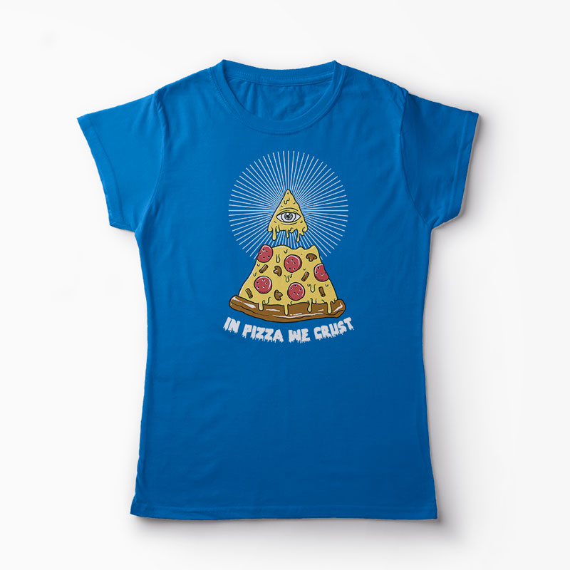 Tricou Pizza Illuminati - Femei-Albastru Regal